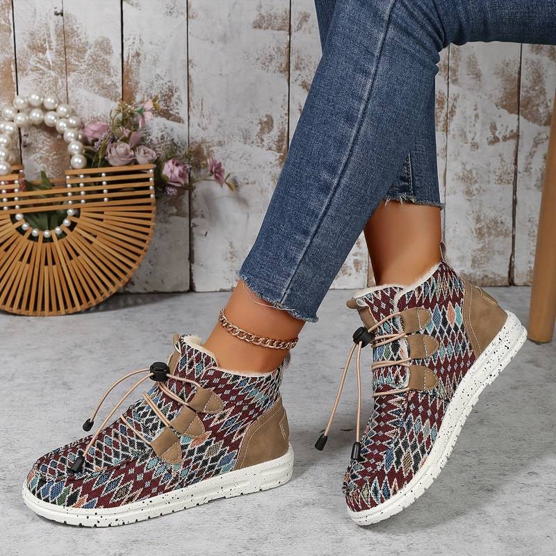 Julia™ - Fargerike Geometriske Fluffy Støvler