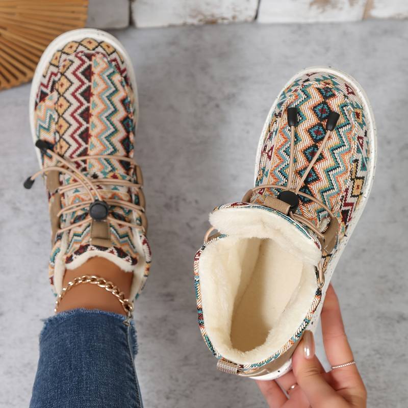 Julia™ - Fargerike Geometriske Fluffy Støvler