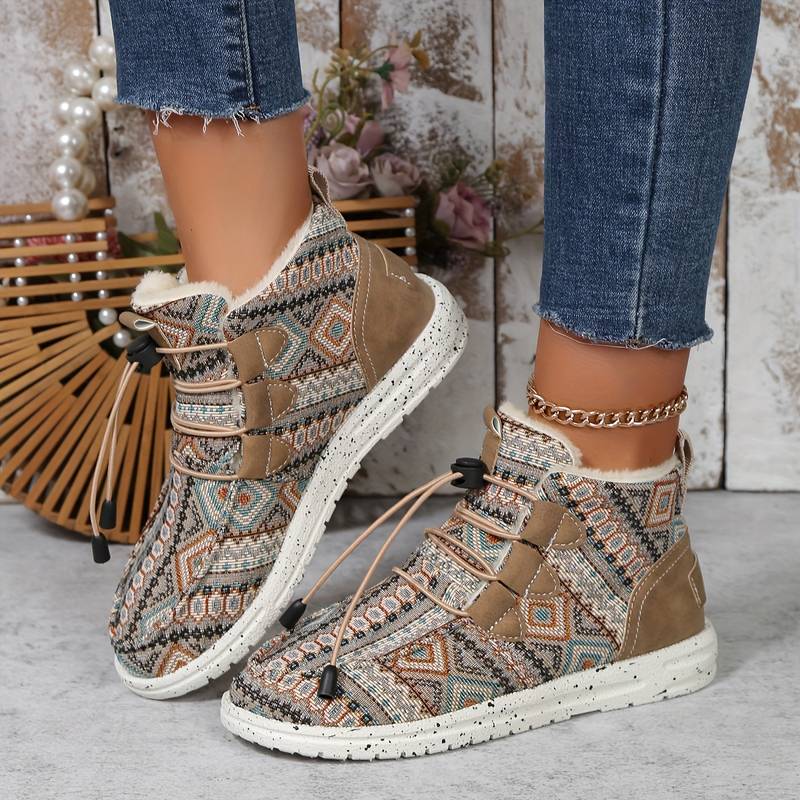 Julia™ - Fargerike Geometriske Fluffy Støvler