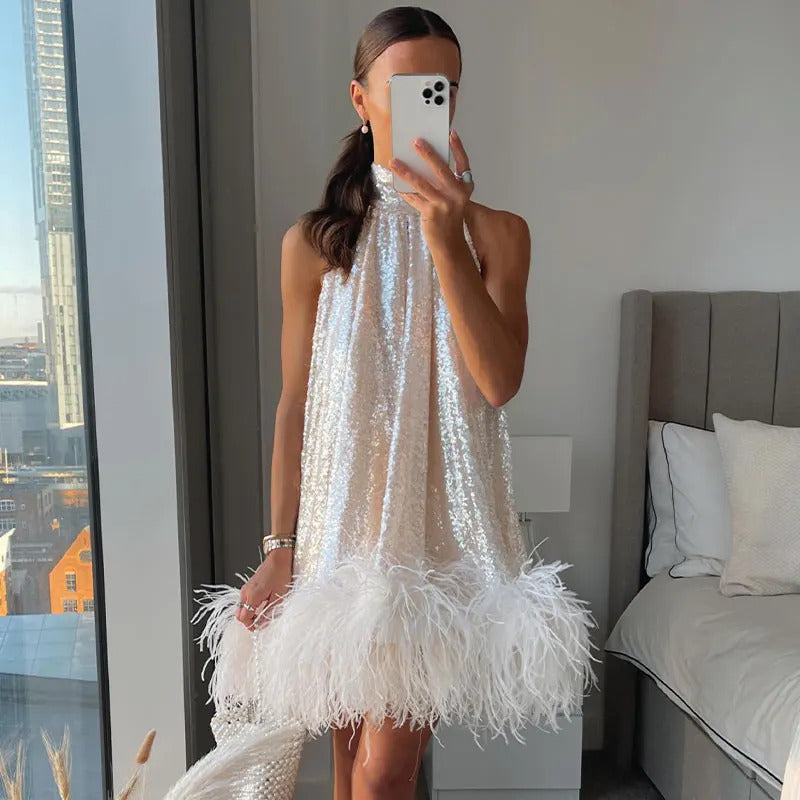 Sequined Feather Dress