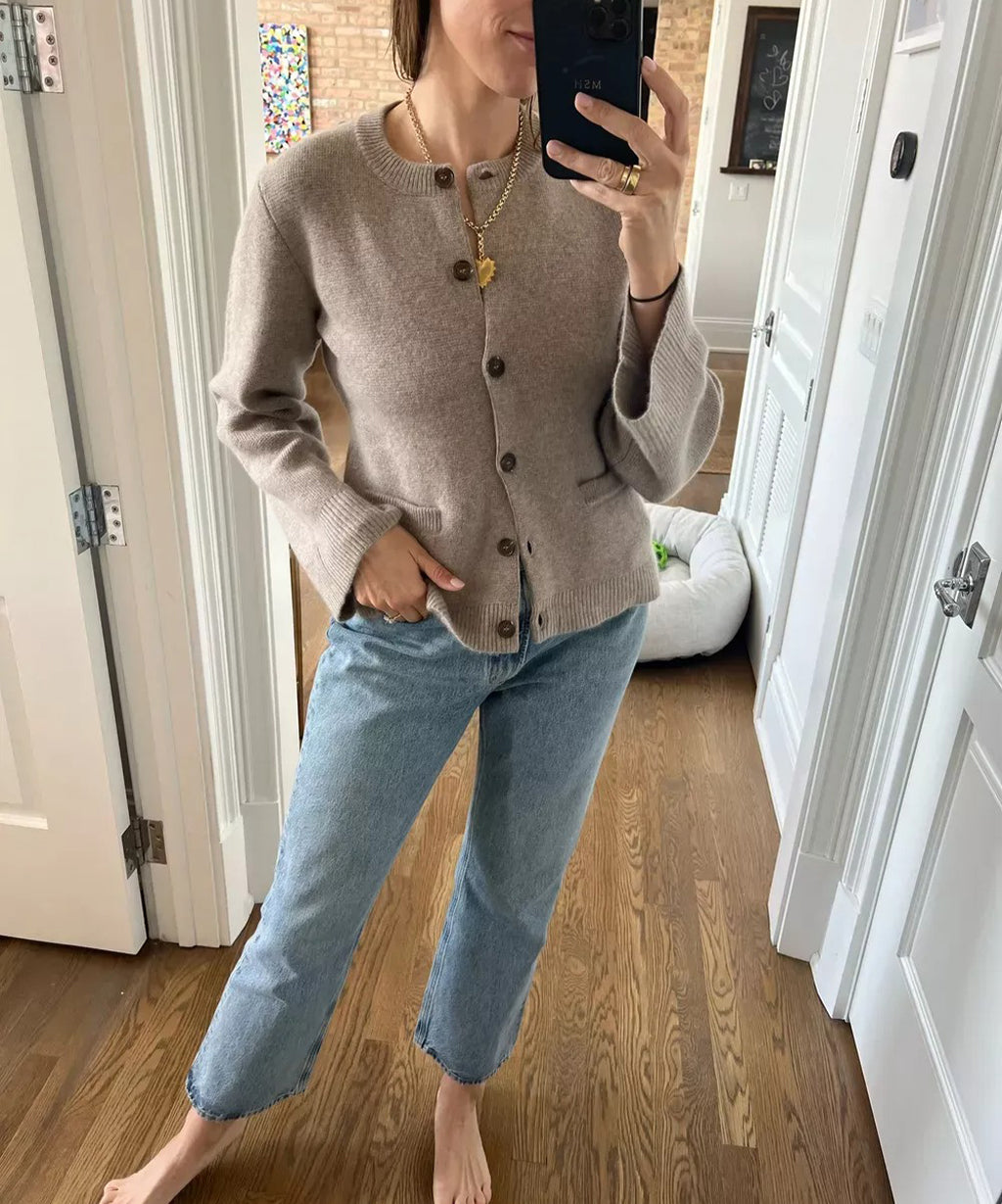 Emma™ - Slank Cardigan Med Knappestolpe