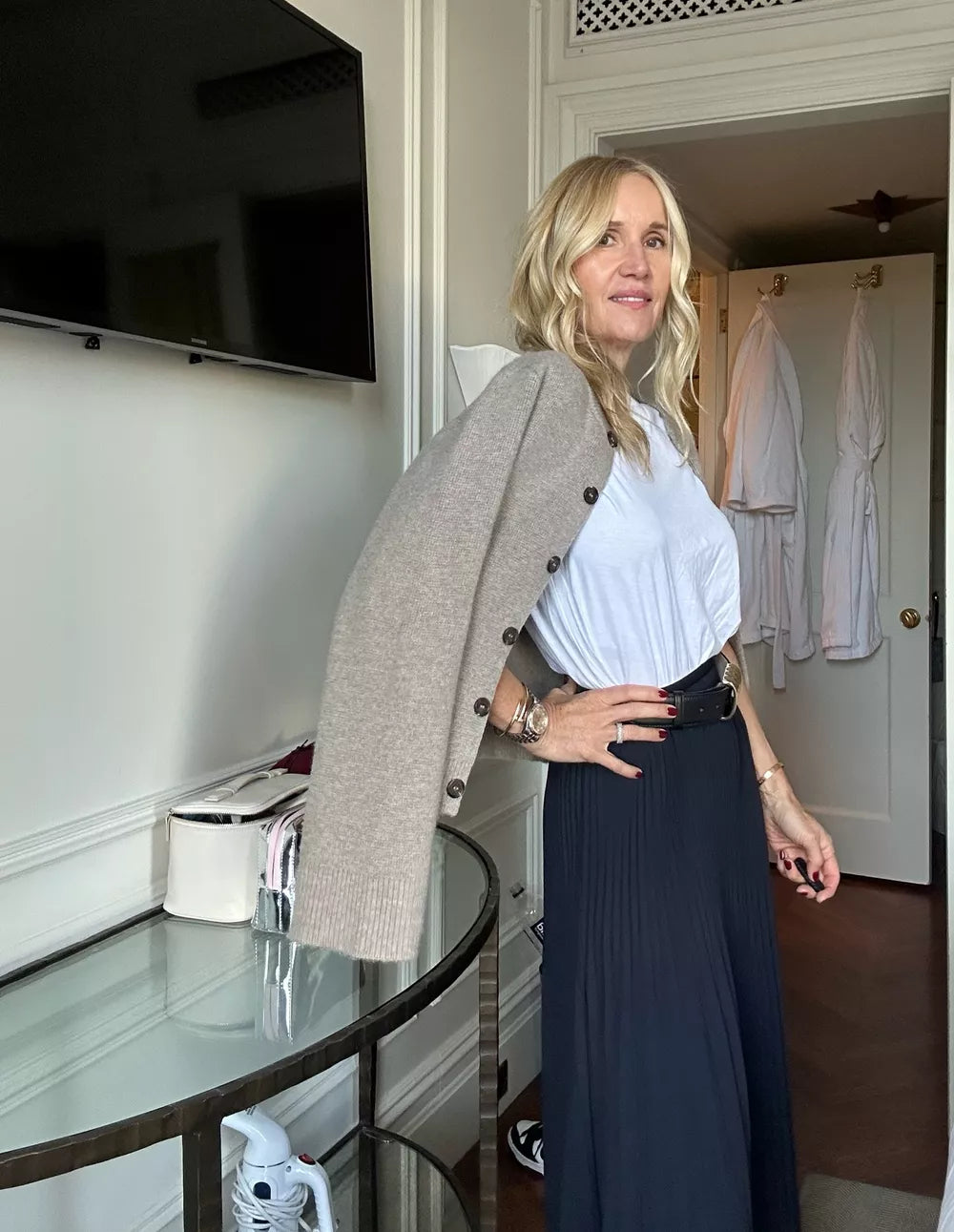 Emma™ - Slank Cardigan Med Knappestolpe